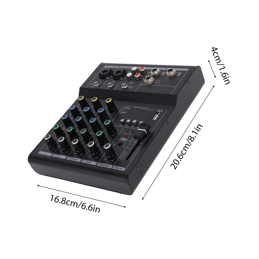 fgstbr Mini Mixer De Som De 4 Canais Placa De Mixagem De DJ Com BT MP3 USB 48V Phantom Power Amplificador De Guitarra In