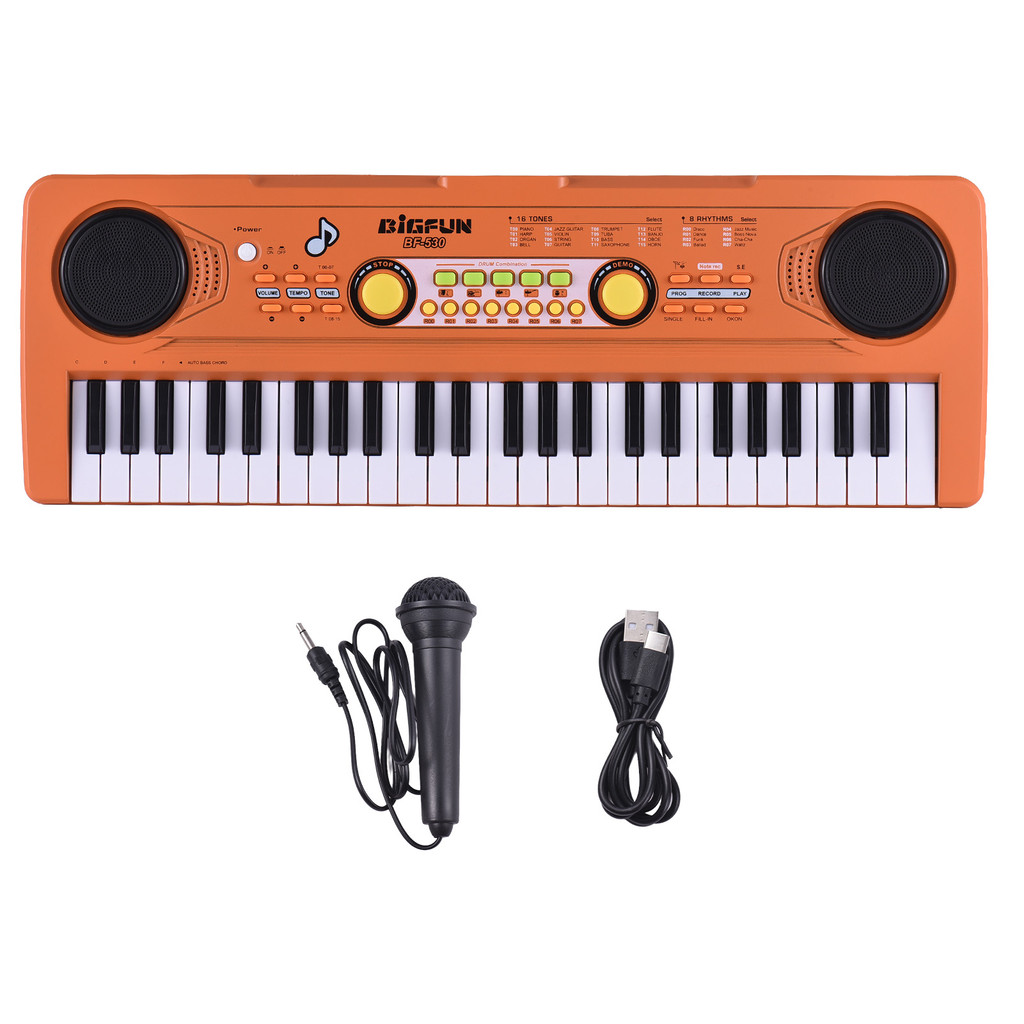Toggbr BIGFUN Teclados Piano 49 Teclas Teclado Eletrônico Portátil 16 Tons 8 Ritmos 5 Percussão 6 Demoções Alto-Falante