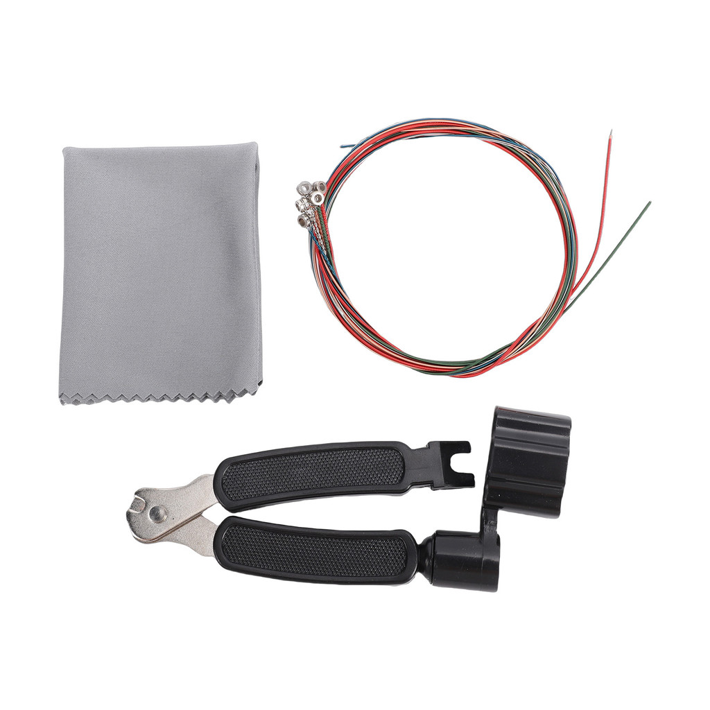 wohobr Conjunto De Enrolador De Corda De Guitarra Com Extrator De Pino De Ponte Cortador E Pano De Limpeza Kit De Ferram