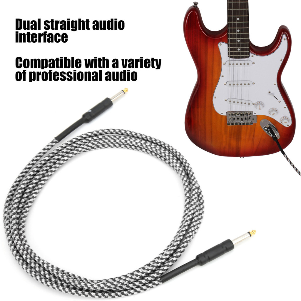 Cabo De Guitarra Telbr Escudo Trançado Niquelado Plug Áudio Fio De Instrumento Musical Eletrônico (Branco)