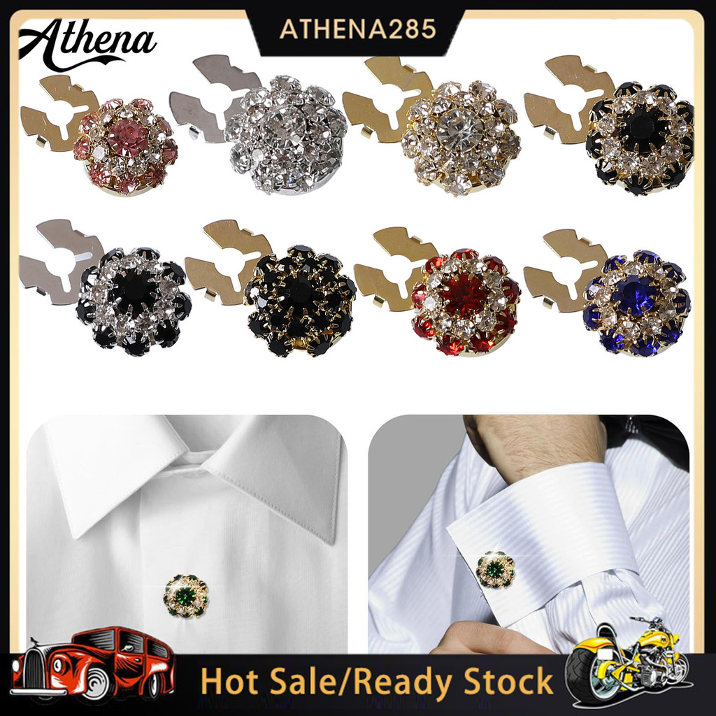 [ATHENA] ☆ Abotoaduras De Metal Strass Incrustação Forma Cogumelo Botão Cobre Camisas Jaquetas Acessórios De Roupas DIY