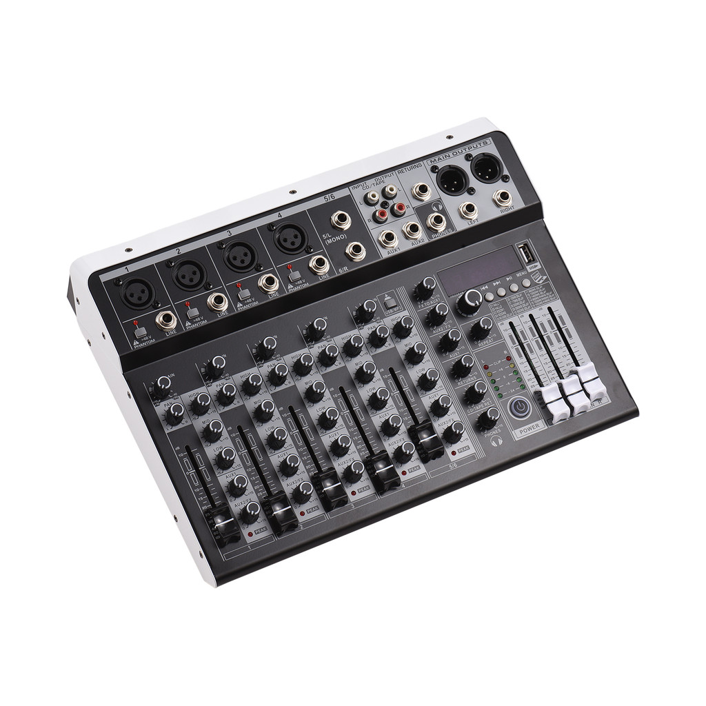 cpnobr Mixer De Áudio Console De Mixagem De 6 Canais 48V Phantom Power Para Gravação Em Estúdio Doméstico DJ Network Tra