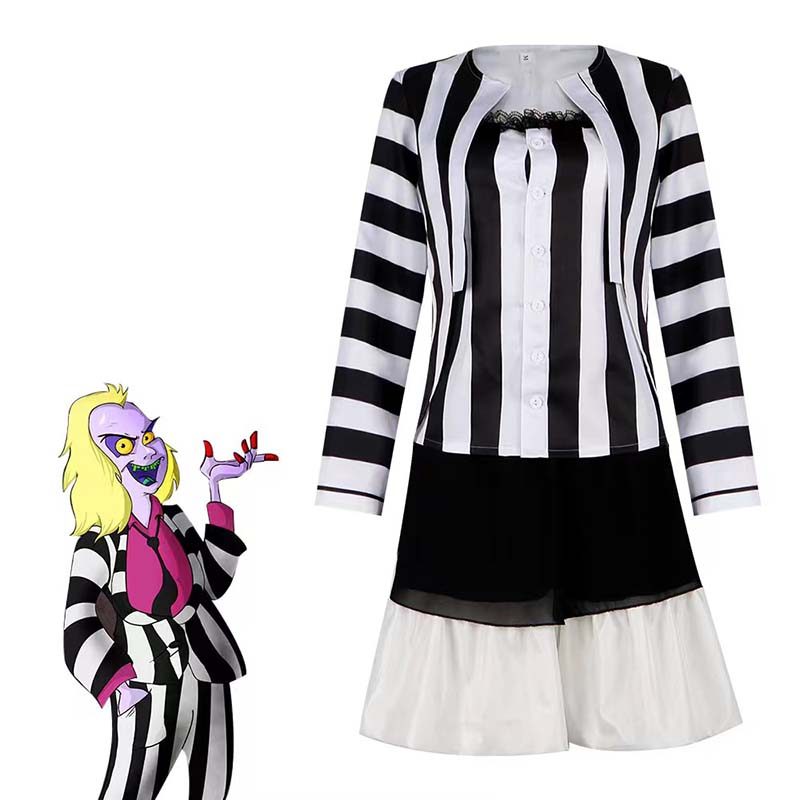 Filme Beatles Cosplay Traje Preto Branco Terno Uniforme Vestidos Halloween Beetle Outfit Para Mulheres