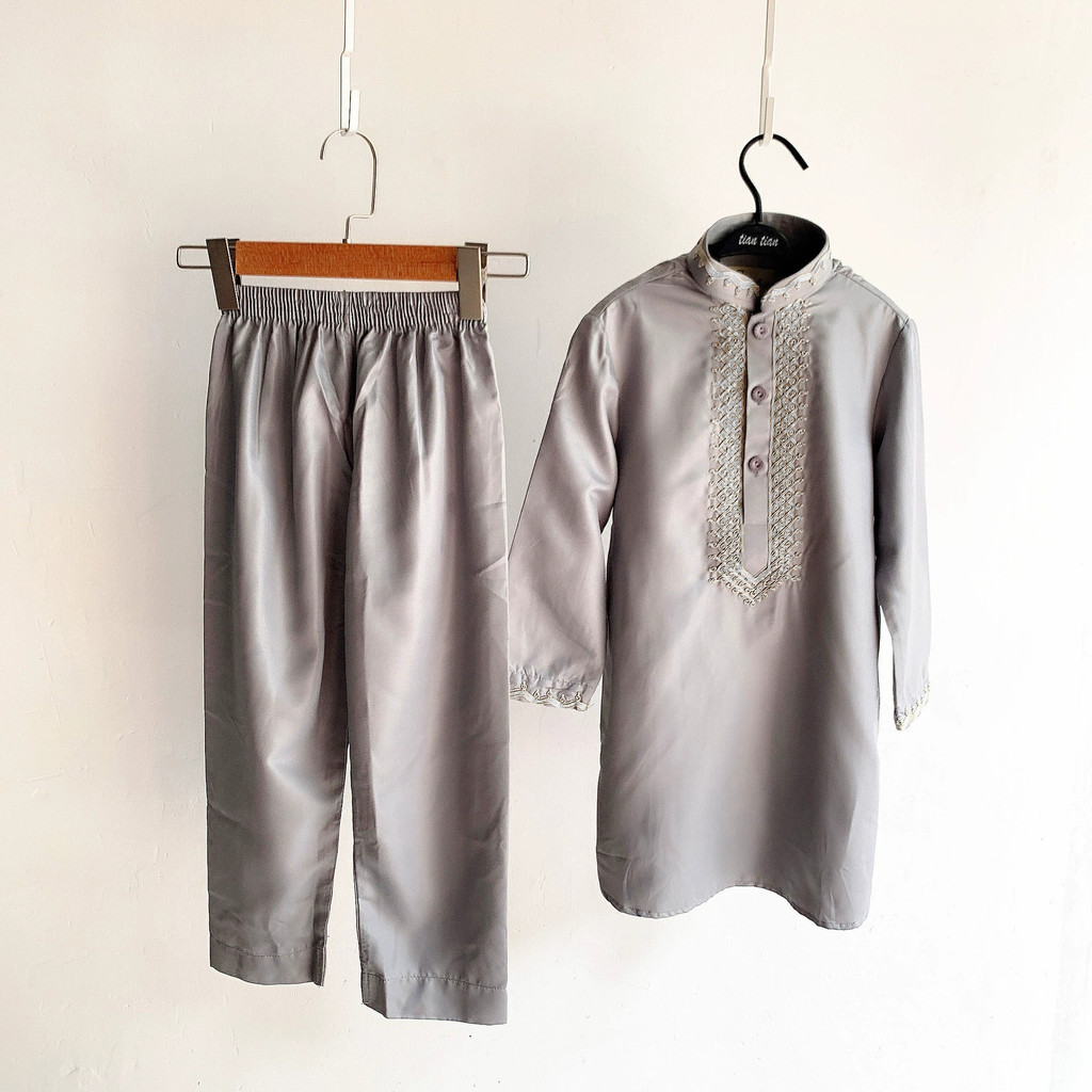 Crianças Muçulmanas Robe 2 Peças Conjunto Abaya Kaftan Jubba Thobe Roupas Islâmicas