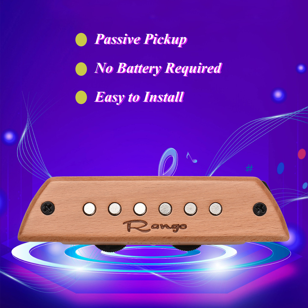 fgstbr Rango RG-S3 Guitarra Acústica Captador Magnético Madeira De Faia Soundhole Passivo Sem Bateria/Perfuração Necessá