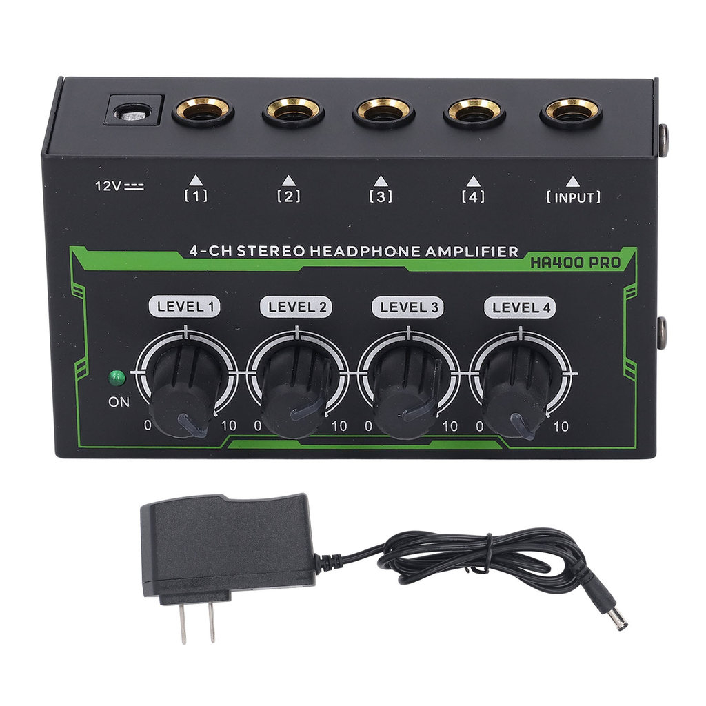 sicibr Amplificador De Fone De Ouvido De 4 Canais Estéreo DJ Mixer Splitter Com Luz RGB 100KΩ Impedância US Plug