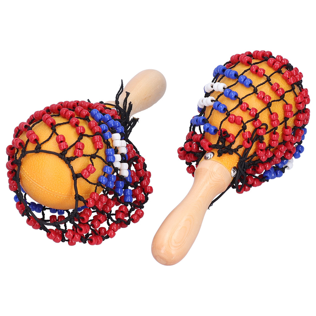 wohobr 2 Peças Pandeiro Areia Martelo Shakers Grânulo Net Mão Percussão Instrumento Musical Para Jogos De Festa