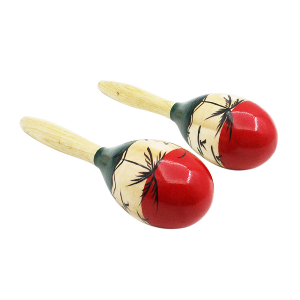 wohobr Par De Madeira Grandes Maracas Rumba Shakers Chocalhos Areia Martelo Instrumento Percussão Brinquedo Musical Para