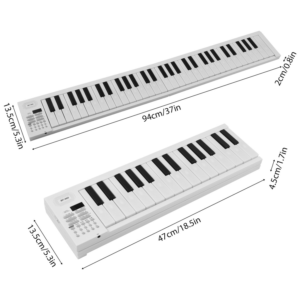 fgstbr Teclado Multifuncional De Piano Eletrônico Dobrável De 61 Teclas Com Display LED Bateria Recarregável Embutida In