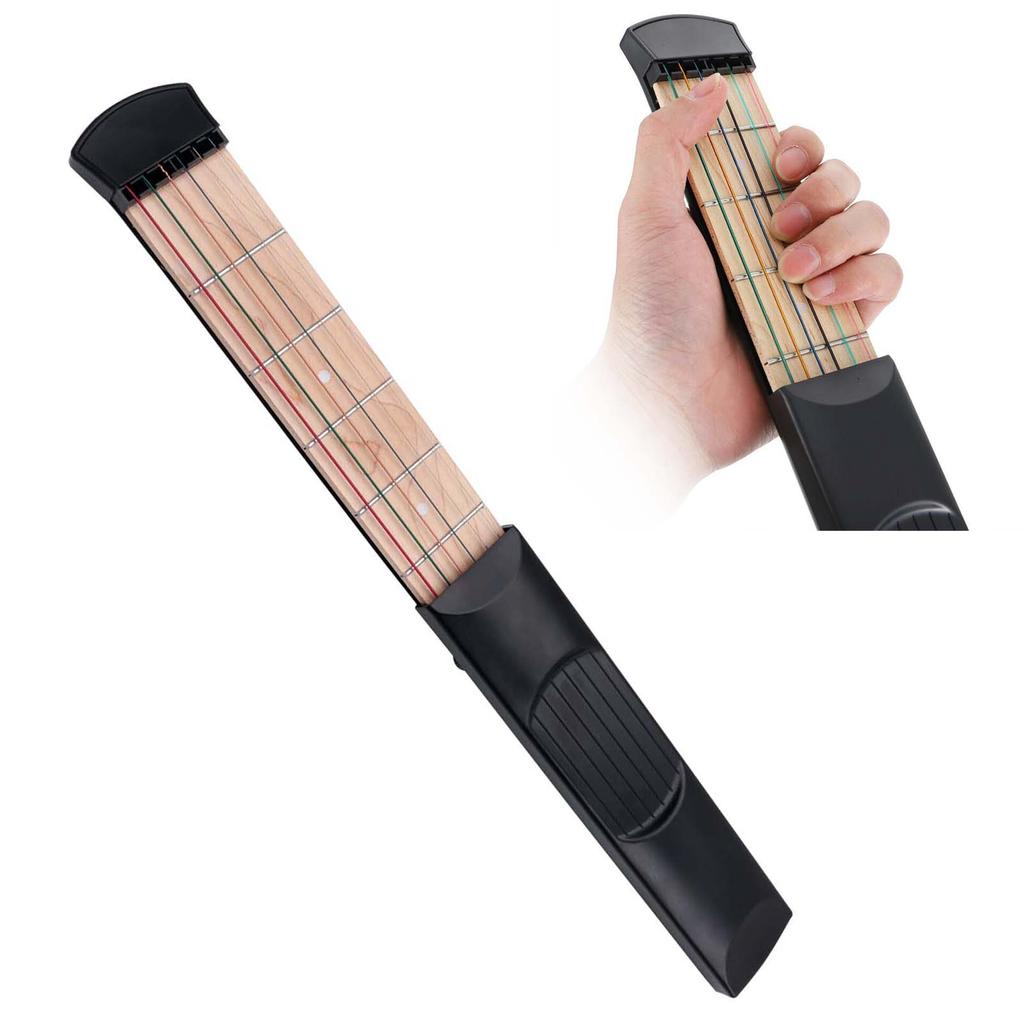 Togbr Pocket Guitar Colorido Chord Trainer Ferramenta De Prática De Madeira De Bordo Modelo De 6 Cordas E 6 Trastes Para