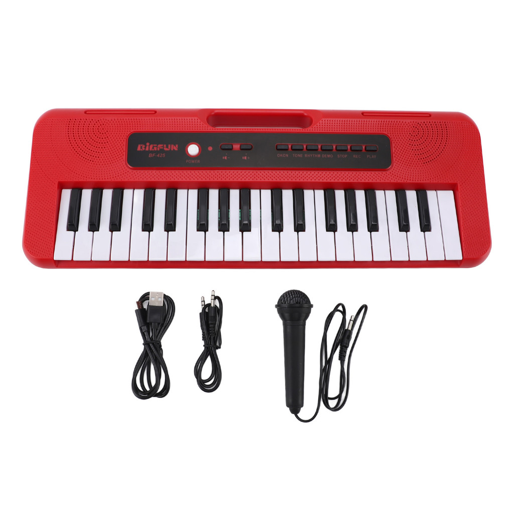 wohobr Teclado Infantil Piano 37 Teclas Instrumentos Musicais Multifuncionais 4 Tons Portátil Pequeno Para Crianças