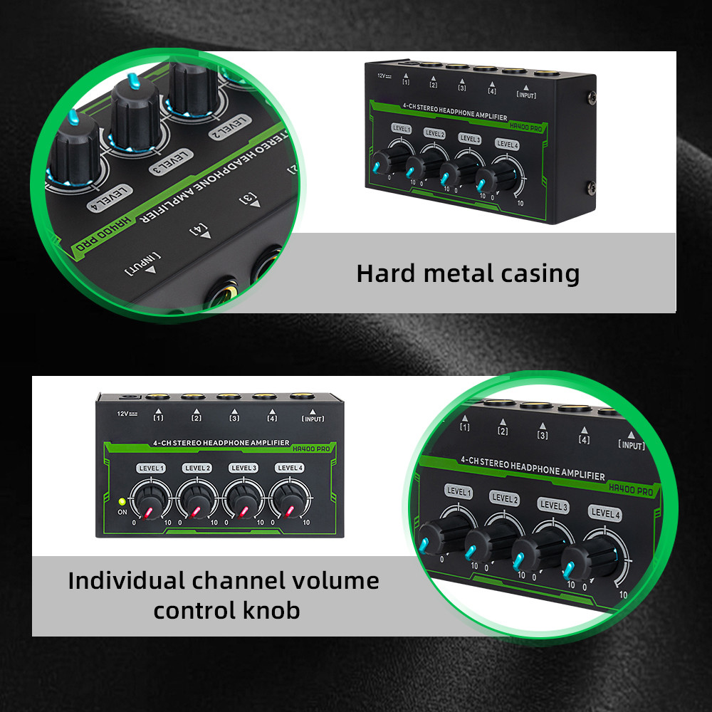 Amplificador De Fone De Ouvido fgstbr Estéreo De 4 Canais Mini Áudio Com Adaptador De Energia DC 12V 6.35 Mm Interface D