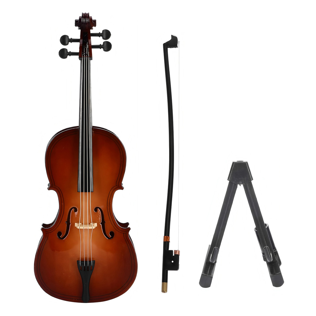 wohobr Modelo De Mini Violoncelo De Madeira Com Suporte , Instrumento De 4 Cordas , Presente Para Exibição De Escritório