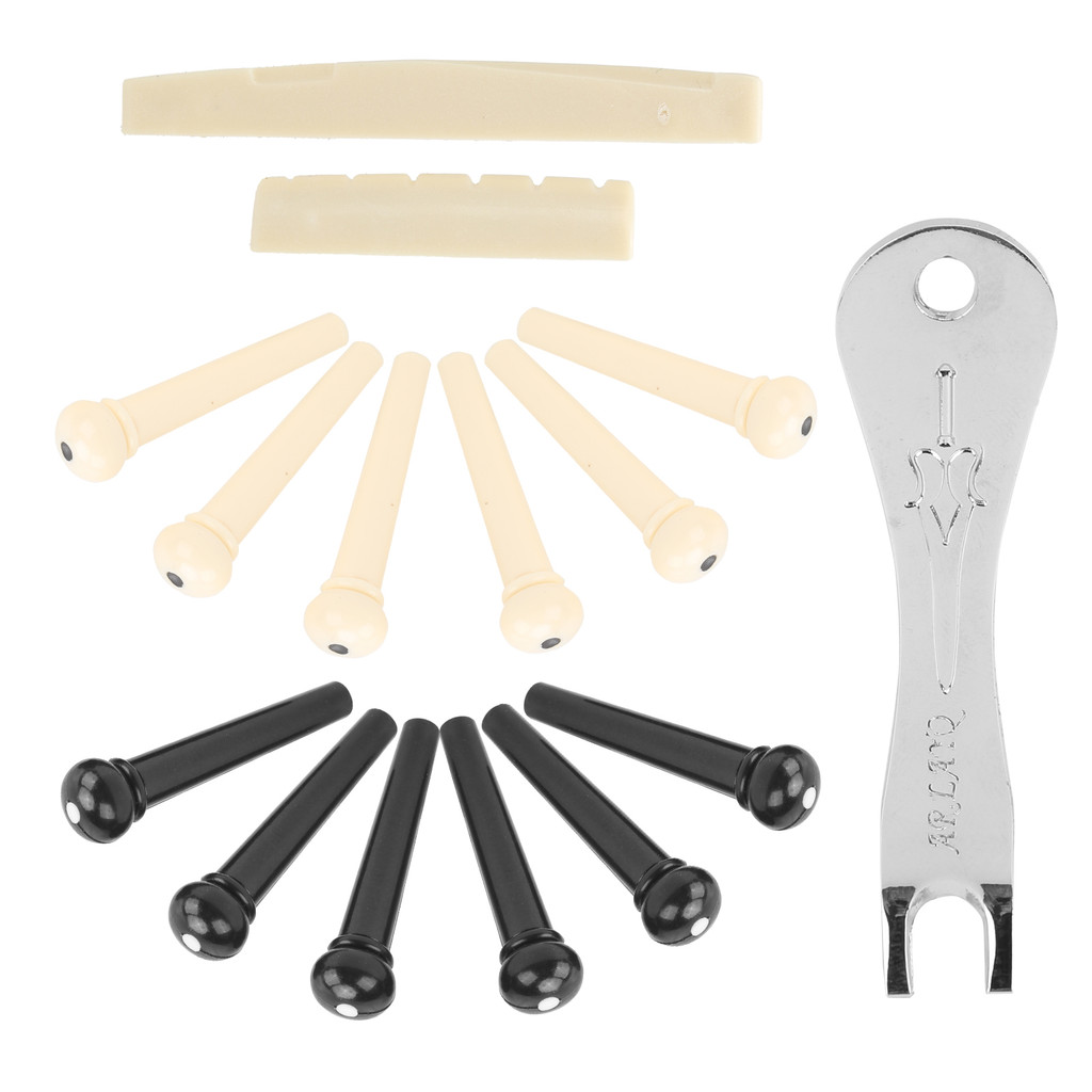 Telbr 12 Peças Conjunto De Pinos De Ponte De Guitarra Acústica Kit De Peg De Corda Folk Acessório Com Extrator De Porca