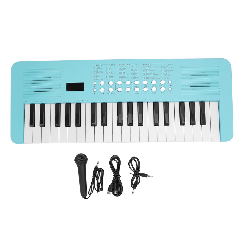 wohobr Teclado Eletrônico De 37 Teclas 200 Tons Ritmos 35 Demoções Instrumento De Piano Digital Multifuncional Com Micro