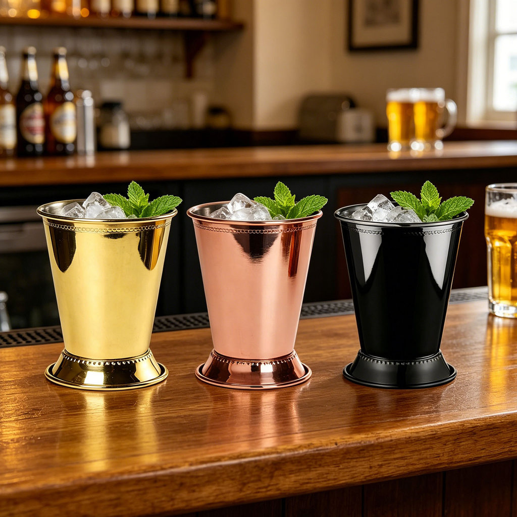 [SKI] Copos Julep De Aço Inoxidável Para Coquetel 400ml Copo De Vinho Reutilizável Estilo Sul De Metal Elegantes Uso Em