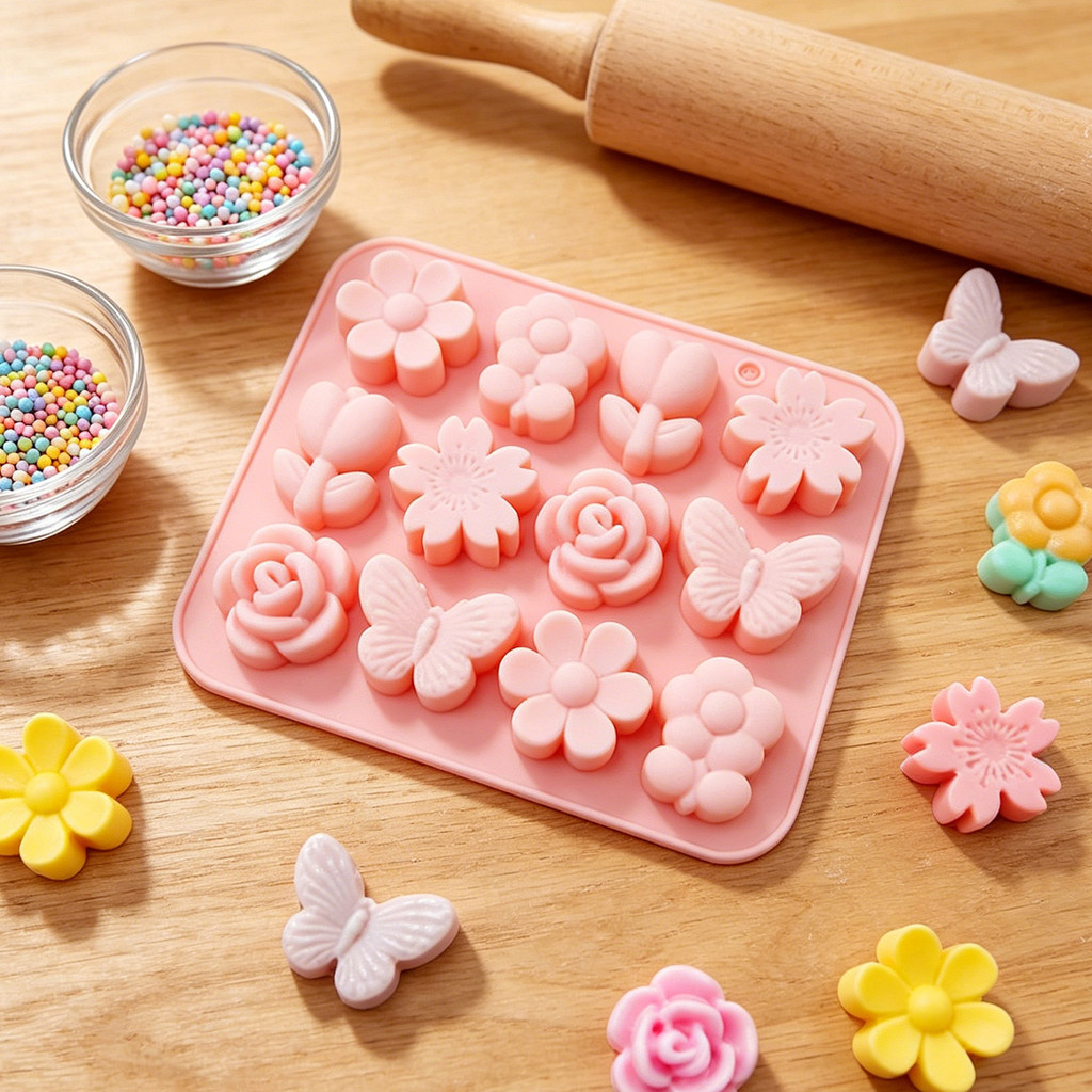 [HNUU] Molde De Silicone De Flor E Folha , Pudim De Chocolate , Bolo , Cozimento , Decoração De Reutilizável , Faça Você