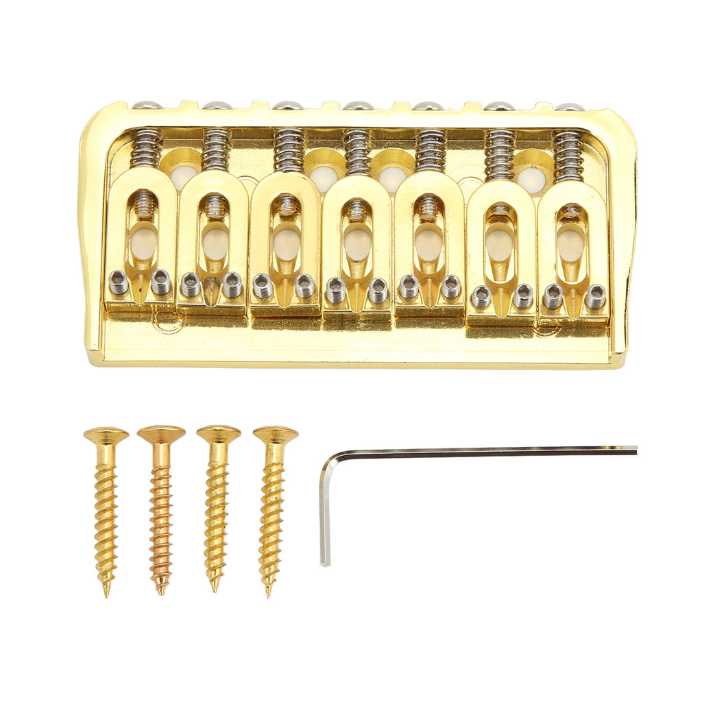 Toggbr Guitarra Elétrica Fixa Ponte Curta Hardtail 7 Cordas Através Do Corpo Design Não Tremolo Dourado