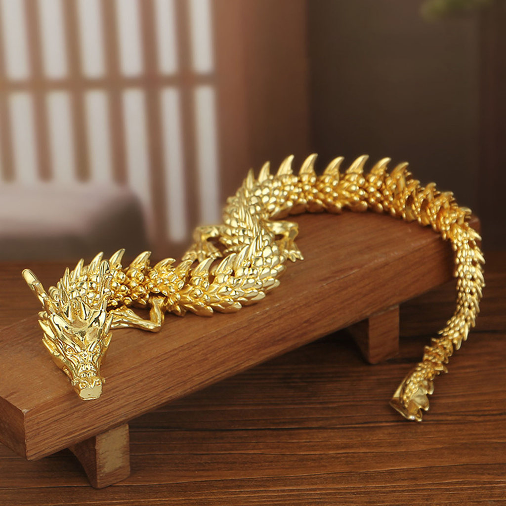 Liga Dourada Dragão Chinês Estatueta Articulações Móveis Articuladas Cinco Garras Oriental Loong Modelo Figura Brinquedo