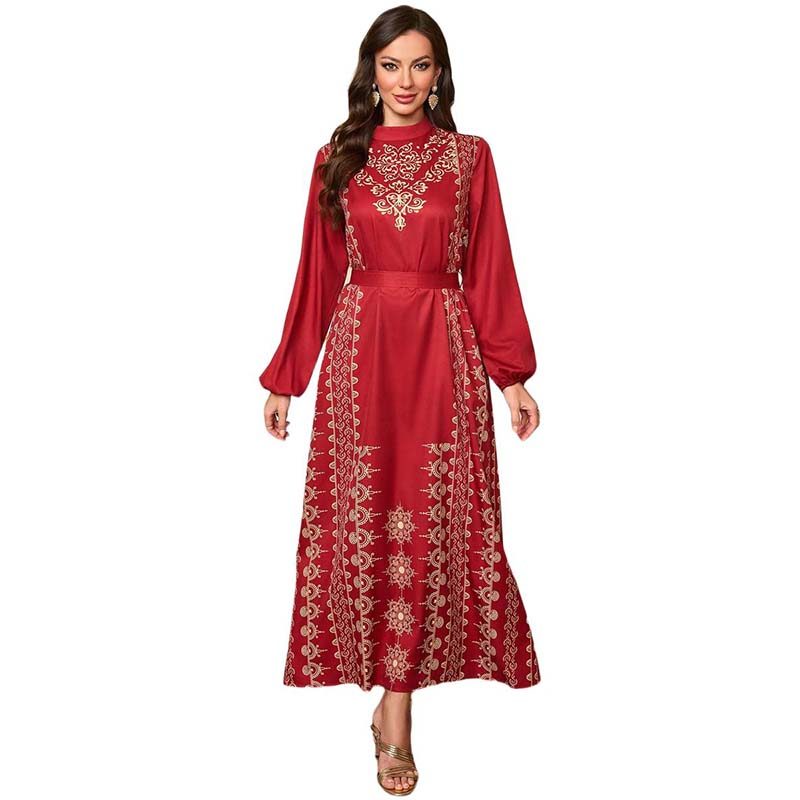 Eid Abaya Vestidos De Impressão Feminino Muçulmano Ramadan Dubai Abayas Manga Alargamento Kaftan Modesto Árabe Longo Rob