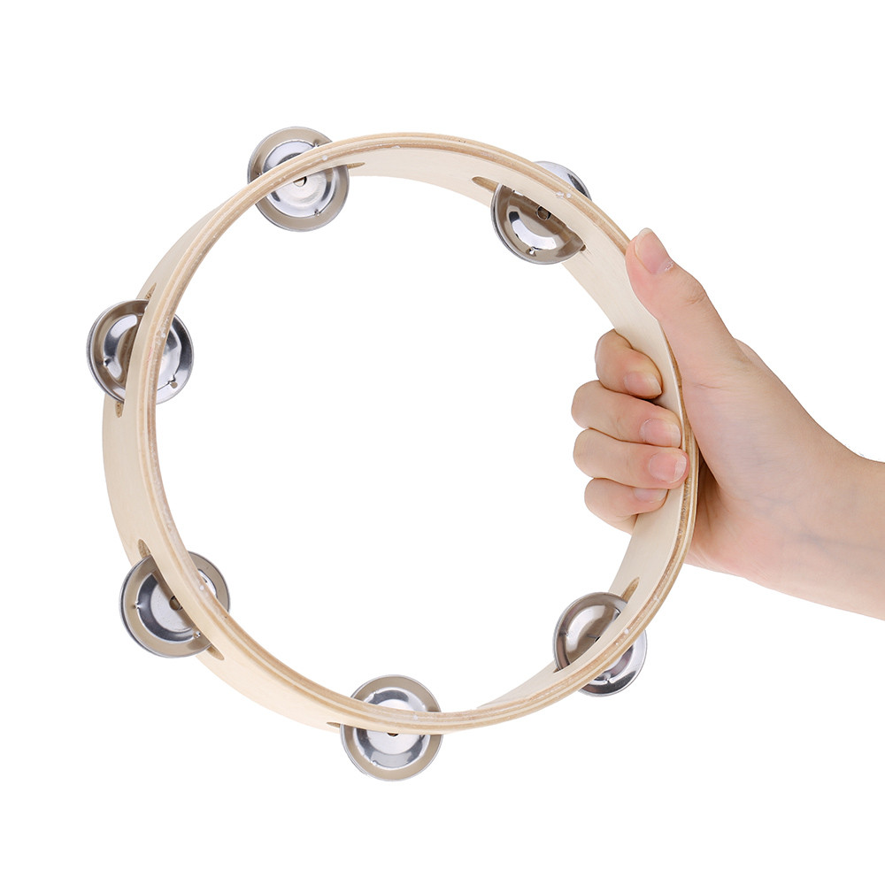 wohobr Sino De Pandeiro Sem Cabeça De Madeira Portátil De 8 " Com Jingles De Fileira Única De Metal E Qualidade Infantil