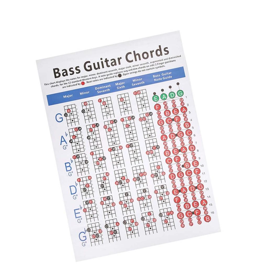 cpnobr Gráfico De Acordes De Baixo De 4 Cordas Para Iniciantes , Acessórios Instrumentos Musicais