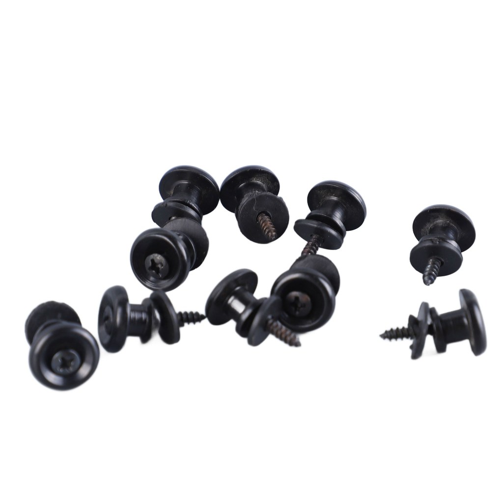 cpnobr 10 Peças Botão De Bloqueio De Alça De Guitarra Estilo Cogumelo Pino Universal Ajustável Para Ukulele Baixo Preto