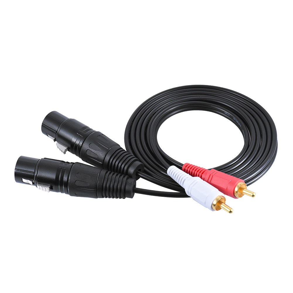 Telbr 1.5m/5 Pés Cabo De Áudio Estéreo Duplo XLR Fêmea Para RCA Macho Plug Mixer Console De Mixagem Microfone Ampli