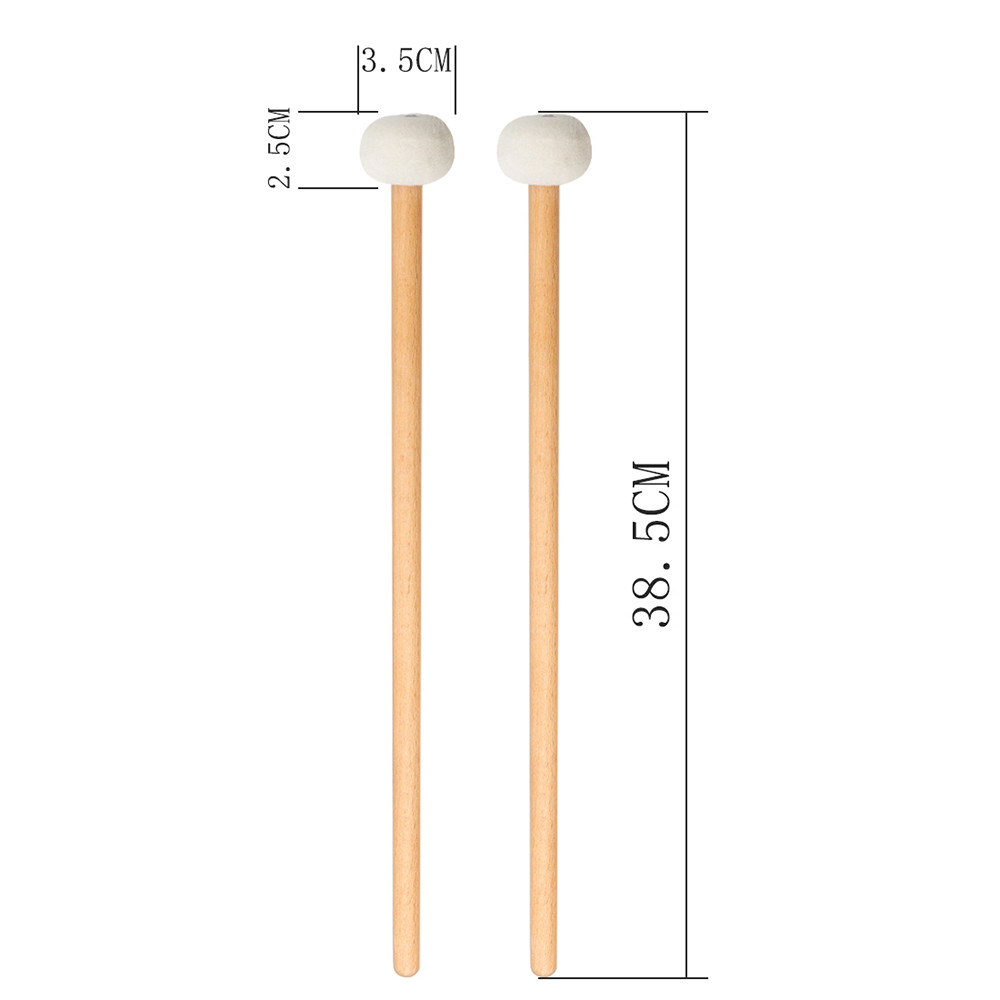 cpnobr 1 Par De Baquetas De Feltro Com Cabo De Madeira Para Instrumento De Percussão Branco