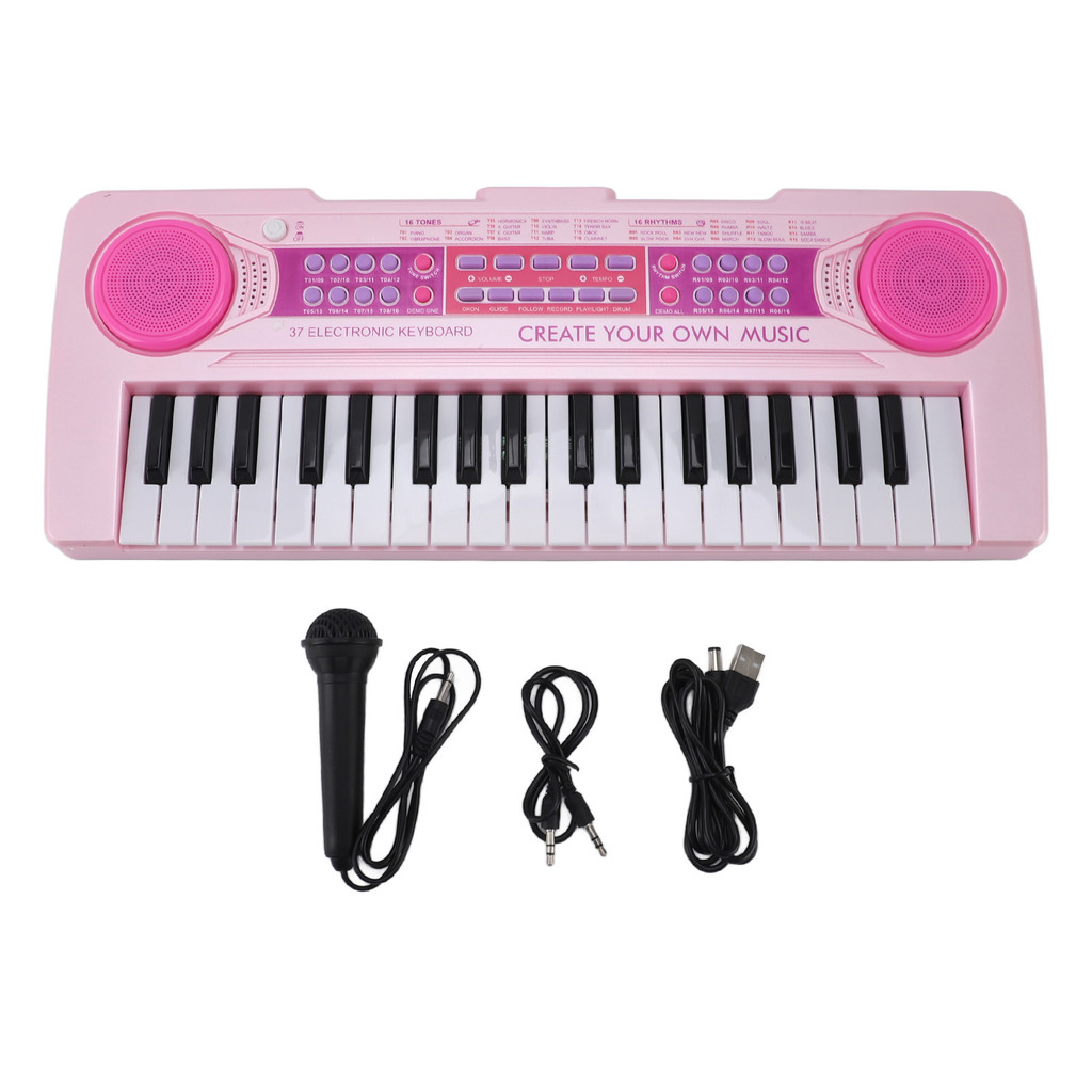 wohobr Piano Eletrônico De 37 Teclas Multifuncional Educacional Quebra-Cabeça Portátil Teclado Infantil Para Meninos Men