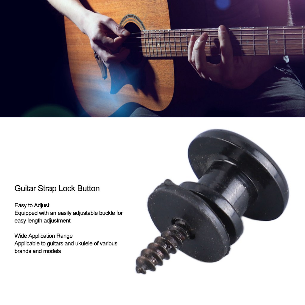 fgstbr 10 Peças Botão De Bloqueio De Alça De Guitarra Estilo Cogumelo Pino Universal Ajustável Para Ukulele Baixo Preto