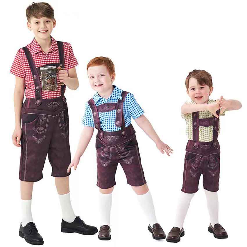 Criança Oktoberfest Dirndl Menino Traje Bavaria Cerveja Festa Munique Trajes Fantasia Roupa Chapéu Tradicional Alemão co