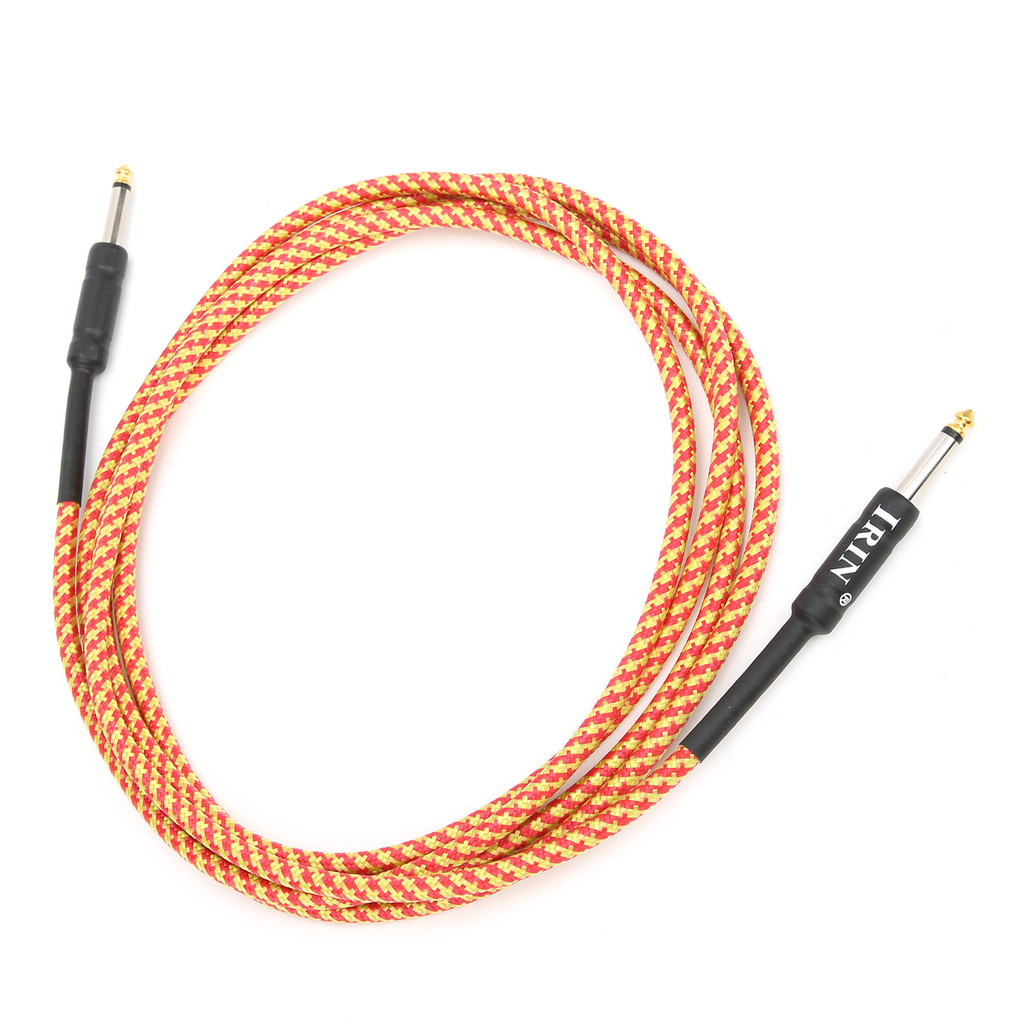 Cabo De Guitarra cpnobr Escudo Trançado Niquelado Plug Áudio Fio De Instrumento Musical Eletrônico (Laranja)
