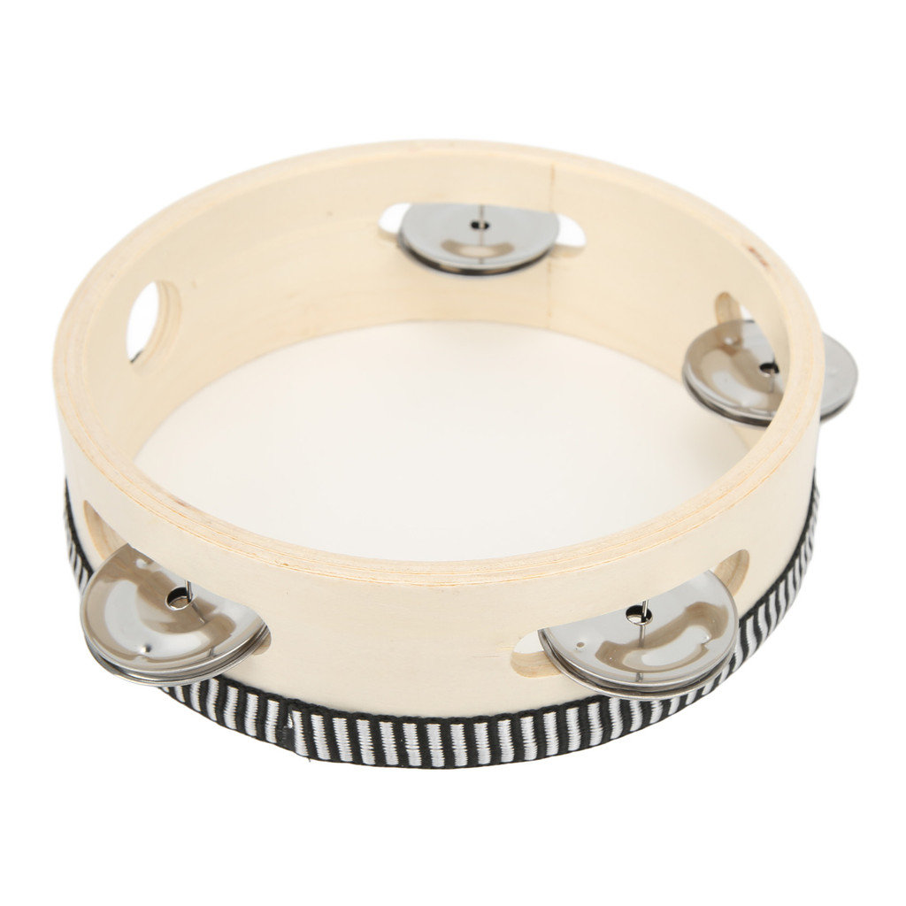 wohobr Pandeiro Portátil De Madeira 154 Mm De Poliéster Com Som Nítido Tambor Educacional Para Performance