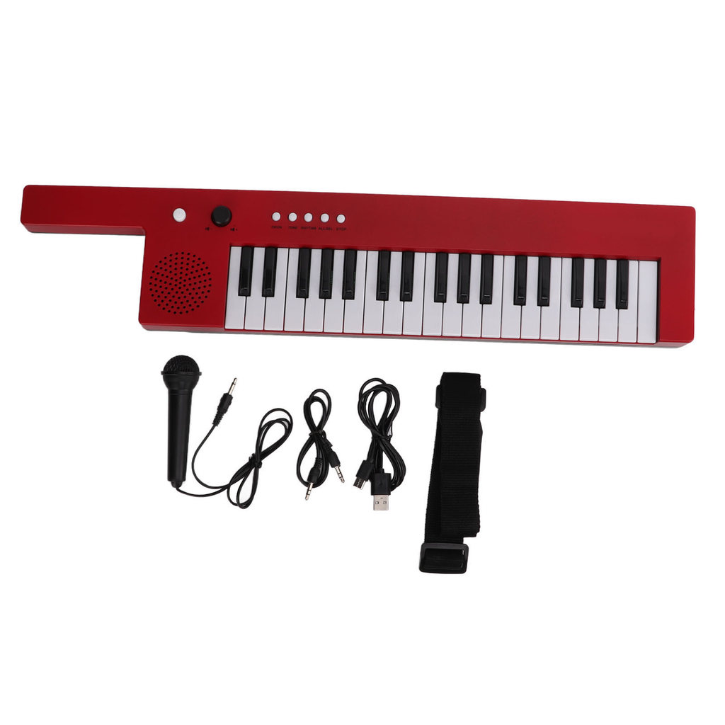 sicibr 37 Teclas Teclado Piano Guitarra Portátil Órgão Eletrônico Mini Keytar Educação Instrumento Musicalbf-3755 Vermel