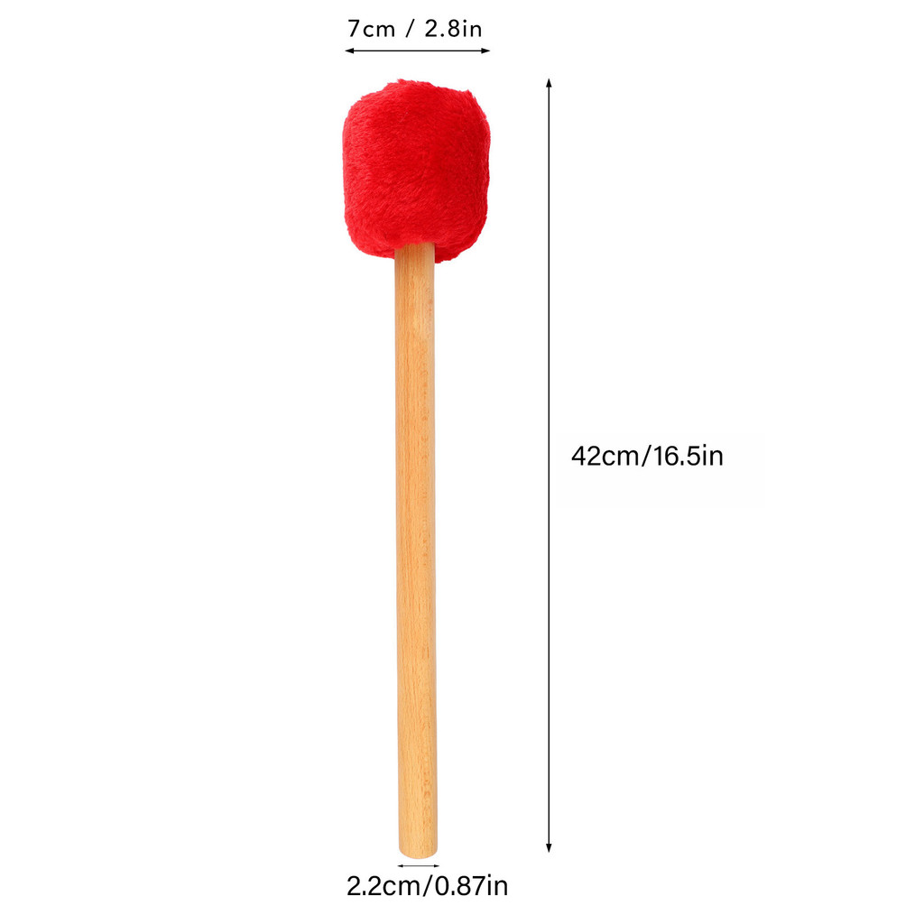 fgstbr Tambor Mallet Baqueta De Cabeça De Feltro Macio Com Alça Longa Para Batedor Xilofone Timpani Vermelho