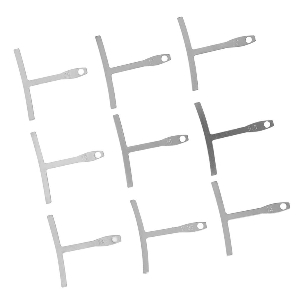 Telbr 9 Peças Medidor De Raio De Corda Universal Para Guitarra Baixo Ponte Fingerboard Sela 7.25'~ 20