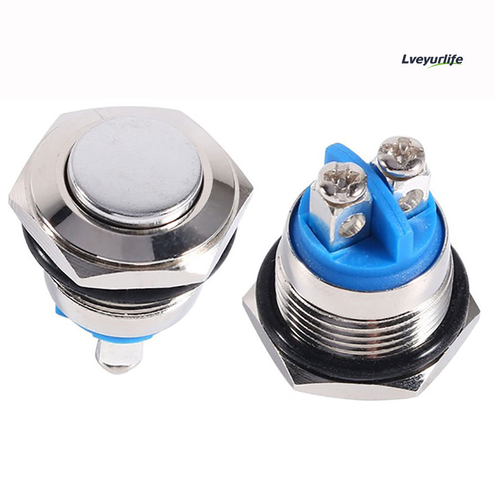 Lveyurlife 12V 16mm À Prova D'água Carro Veículo Metal Botão Momentâneo Liga/Desliga Interruptor De Buzina