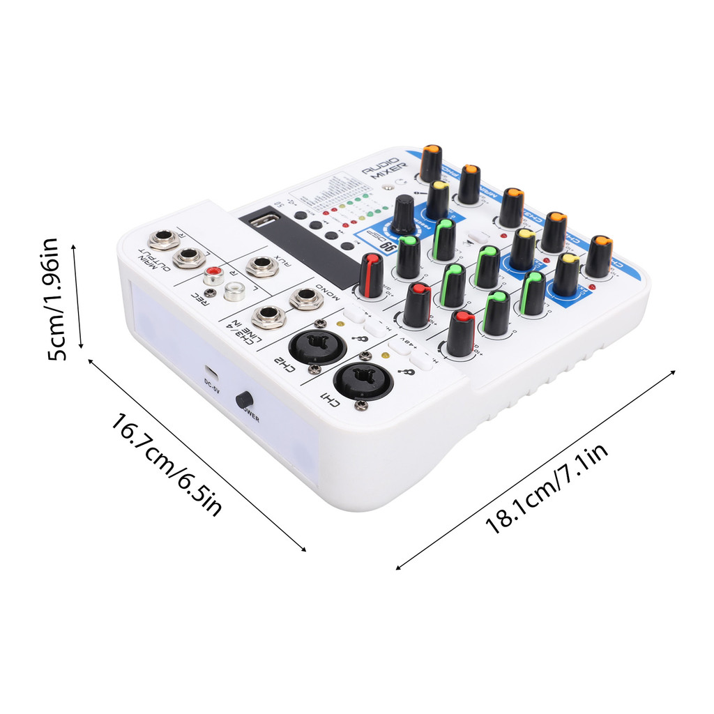 Telbr Mixer De Som De 4 Canais DSP Digital Reverb USB BT Módulo MP3 XLR 6.35 Mm 3.5 Entradas 48V Phantom Power Para Liv
