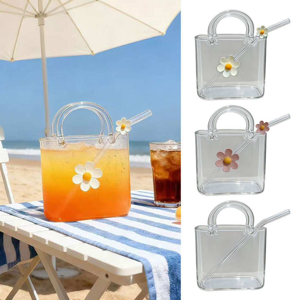 Caneca De Vidro Em Formato De Bolsa LY 750ml Copo Criativo Transparente Para Suco , Coquetel , Café Gelado , Fofa , Vaso