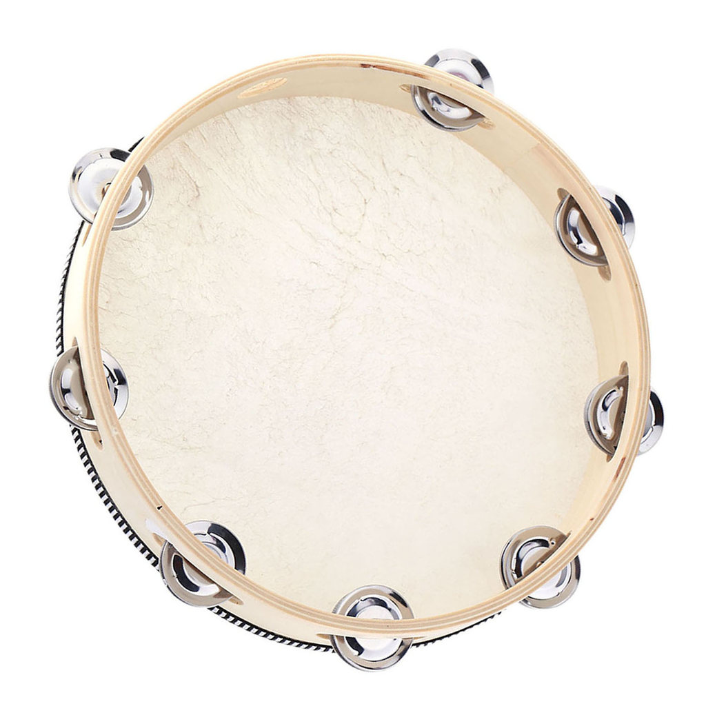 wohobr 10 " Portátil Pandeiro Tambor Sino Bétula Metal Jingles Percussão Instrumento Educacional Musical Para KTV Festa