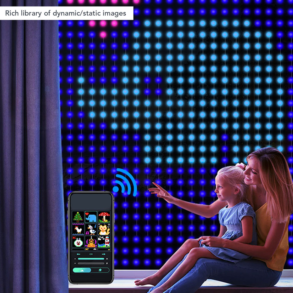 fgstbr LED Cortina De Janela Luz Programável Inteligente Colorida 400 RGB APP Controle Iluminação Doméstica Decoração De