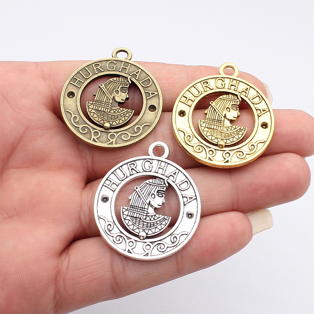 WYSIWYG 2 Peças 40x35mm Cor Bronze Antigo Prata Antiga Dourada Série Egito Amuletos De Lembrança Hurghada