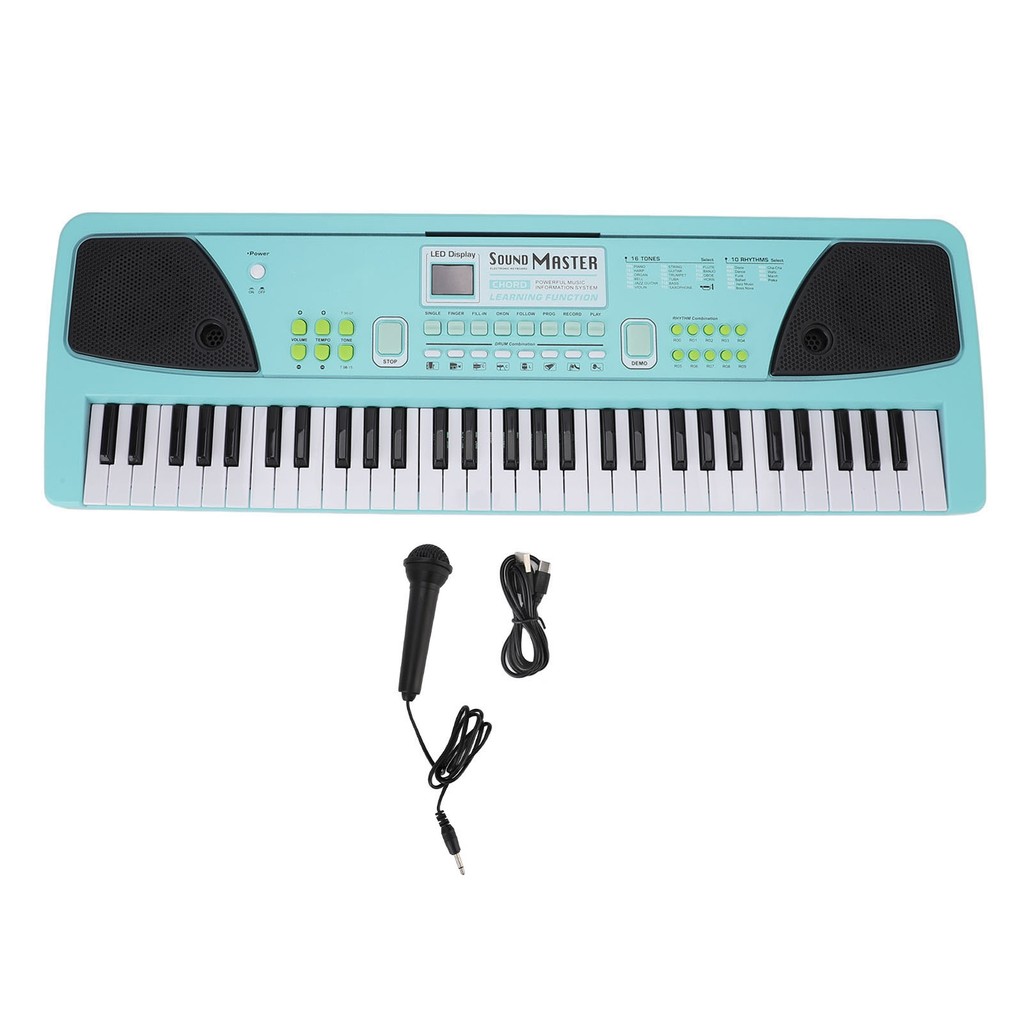 wohobr Piano Com Teclado Eletrônico De 61 Teclas Microfone USB Recarregável Educacional Elétrico Para Crianças