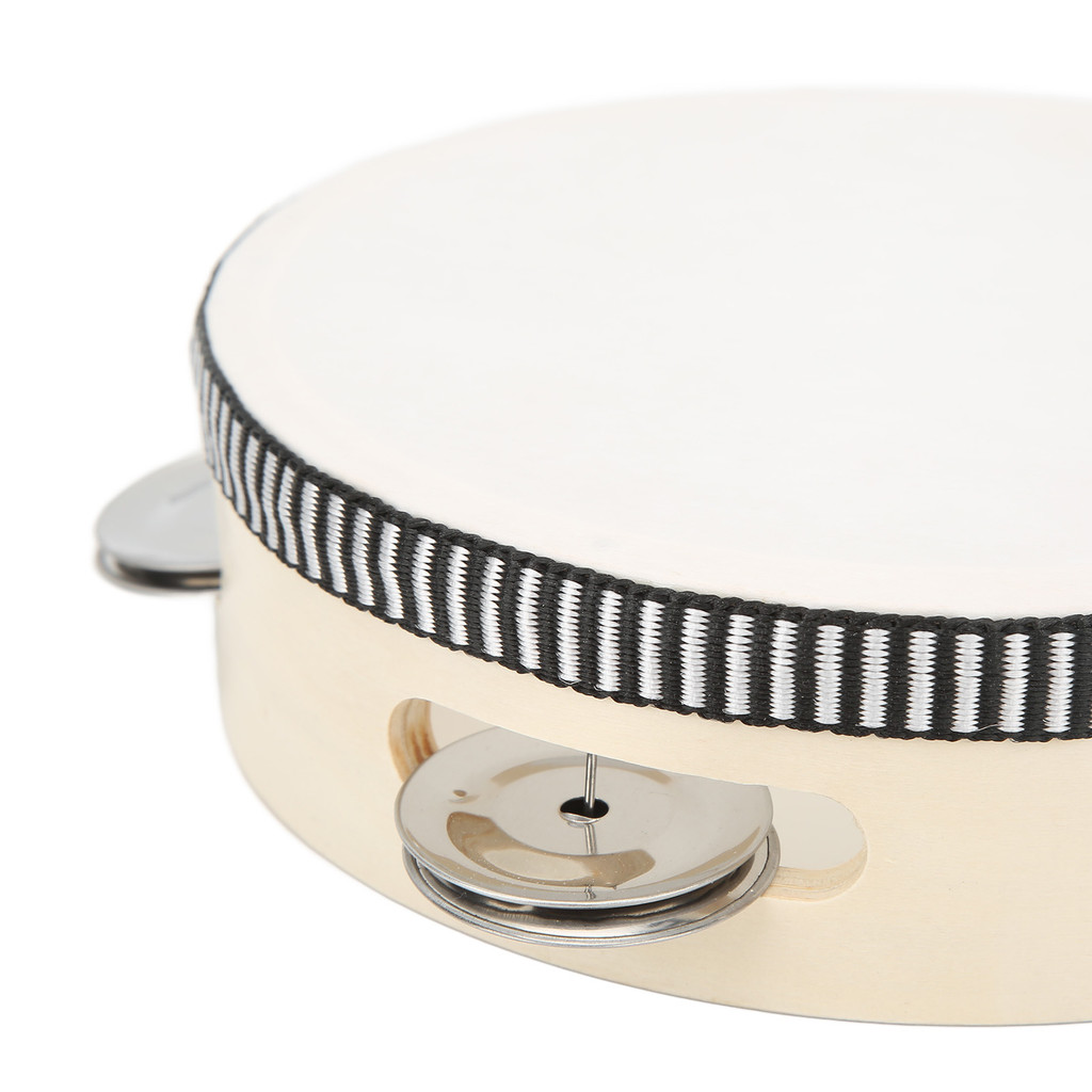 fgstbr Pandeiro Portátil De Madeira 154 Mm De Poliéster Com Som Nítido Tambor Educacional Para Performance