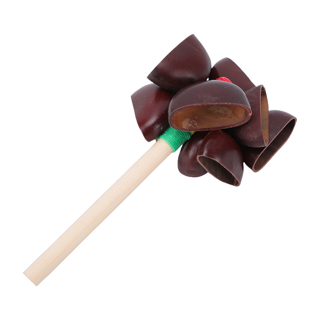 ttopbr Agitador De Casca De Semente Artesanal Maraca Instrumento Musical Noz Com Alça De Mogno Percussão Natural Para Io