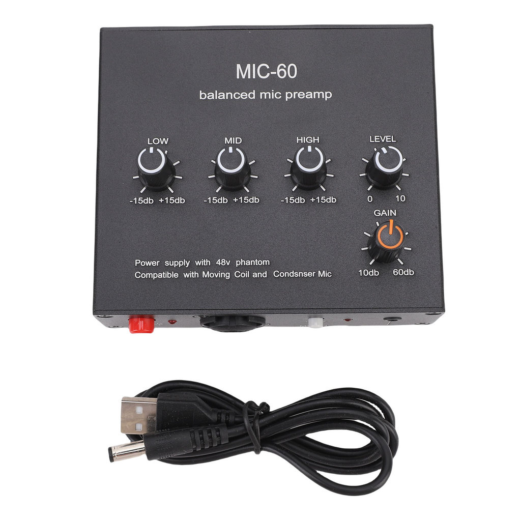 sicibr Microfone Pré-Amplificador 3.5mm 6.5mm XLR Saída De Entrada 60db Condensador De Ganho E De Dinâmico Com 48V Phant