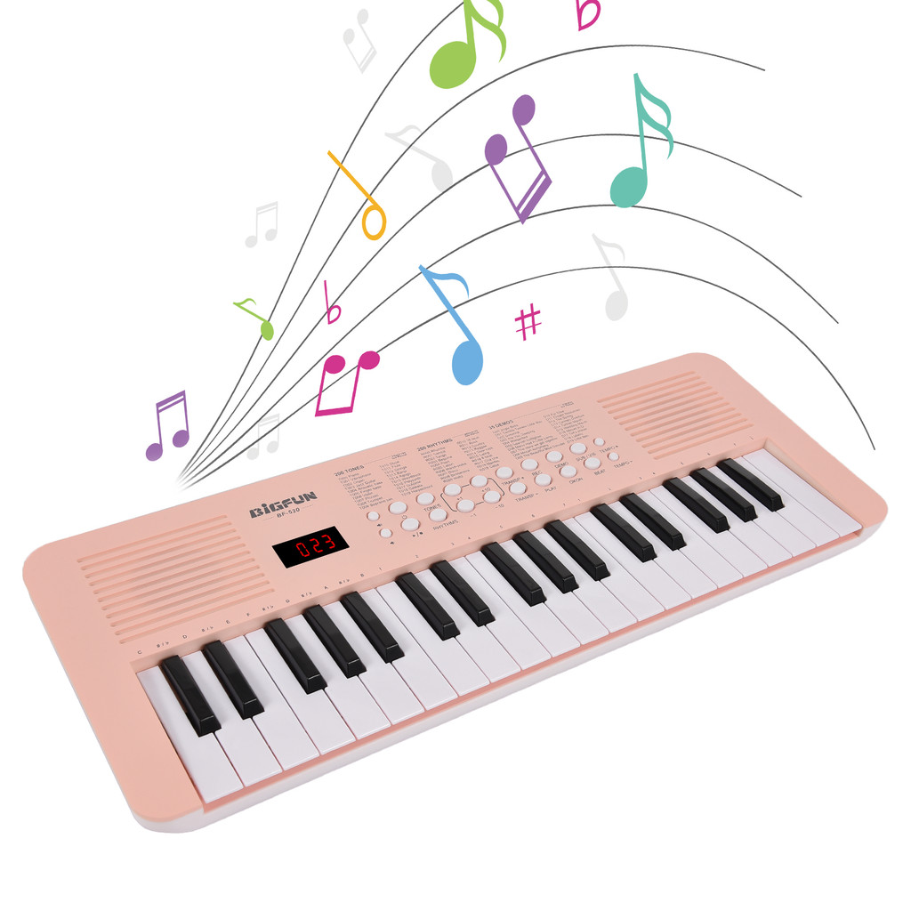 cpnobr Teclado Eletrônico De 37 Teclas Piano 200 Tons Ritmos 35 Demoções Instrumento Musical Com Microfone Modo De Alime