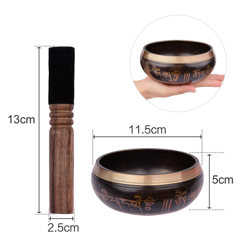fgstbr Conjunto De Tigela De Canto Tibetana Com Som De Metal Feito À Mão De 11.5 Cm/4.5 Polegadas E Almofada Macia Ataca