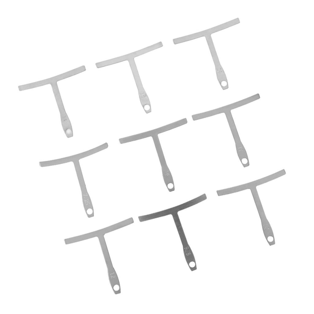 fgstbr 9 Peças Medidor De Raio De Corda Universal Para Guitarra Baixo Ponte Fingerboard Sela 7.25'~ 20